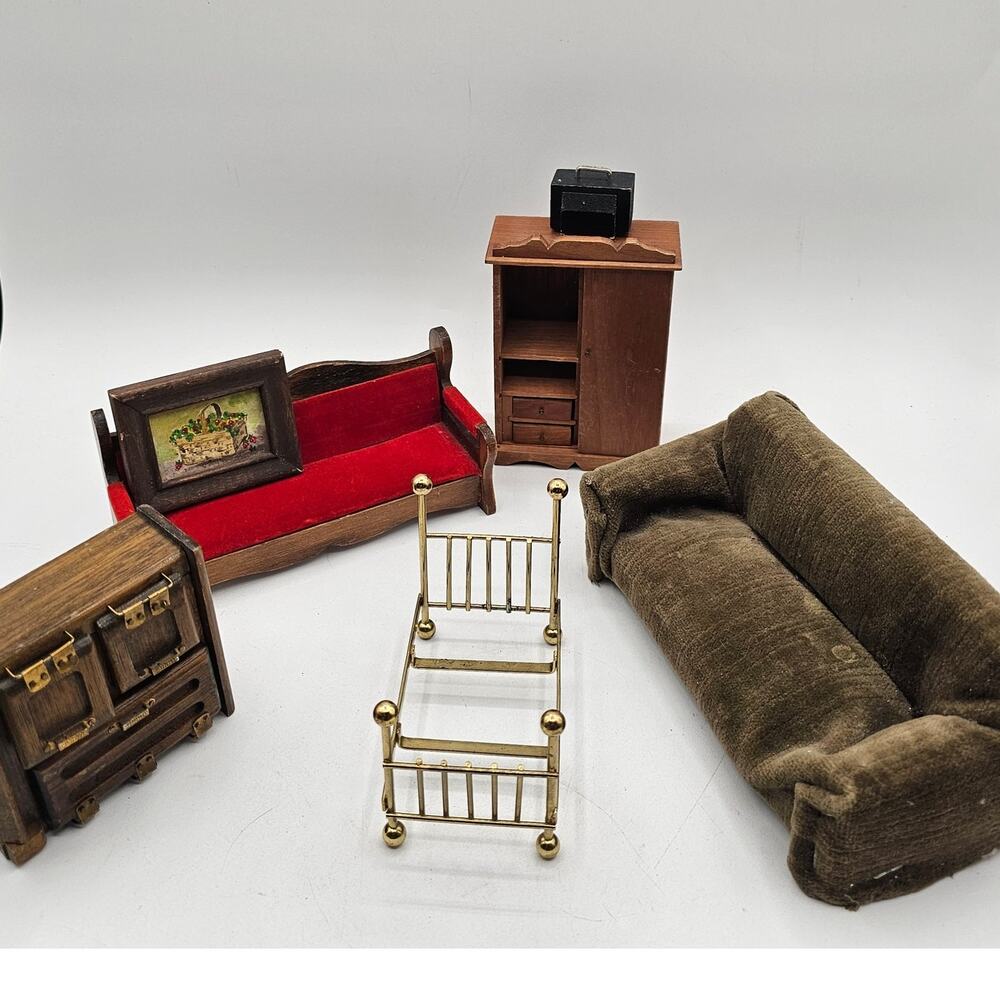 Dollhouse Furniture Lot Miniatures For Craft Repair Repurpose Mixed Pieces